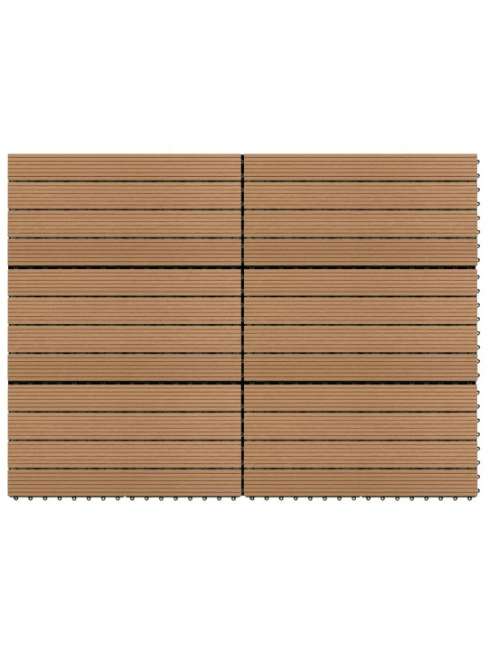 Terrassiplaadid, 6 tk, wpc, 60 x 30 cm, 1,08 m², pruun