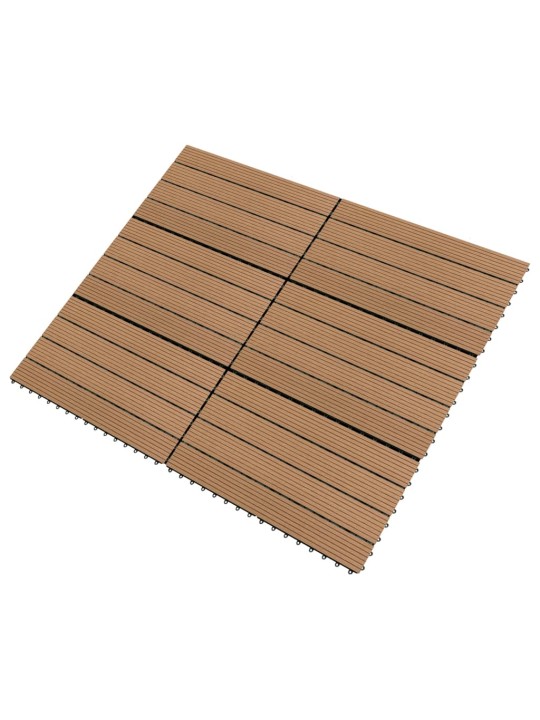 Terrassiplaadid, 6 tk, wpc, 60 x 30 cm, 1,08 m², pruun