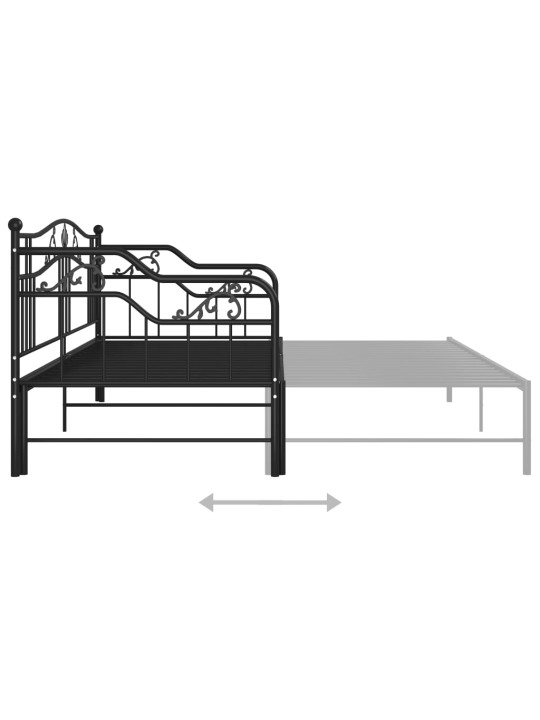 Lahtikäiv diivanvoodiraam must metall 90 x 200 cm