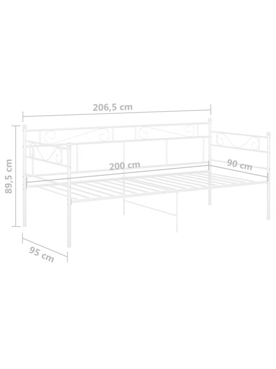 Diivanvoodiraam, valge, metall, 90 x 200 cm