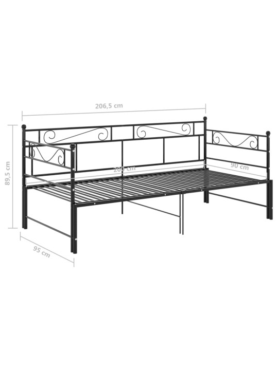 Lahtikäiv diivanvoodiraam must metall 90 x 200 cm