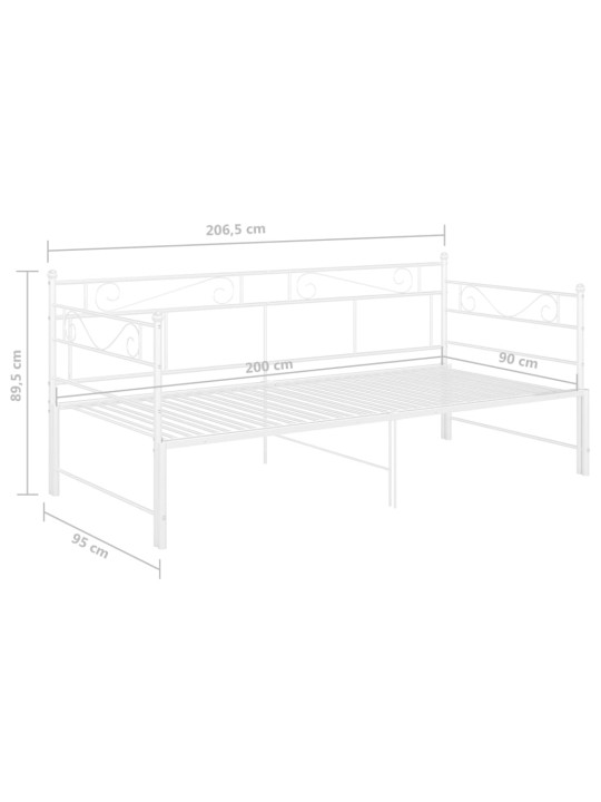 Lahtikäiv diivanvoodiraam valge metall 90 x 200 cm