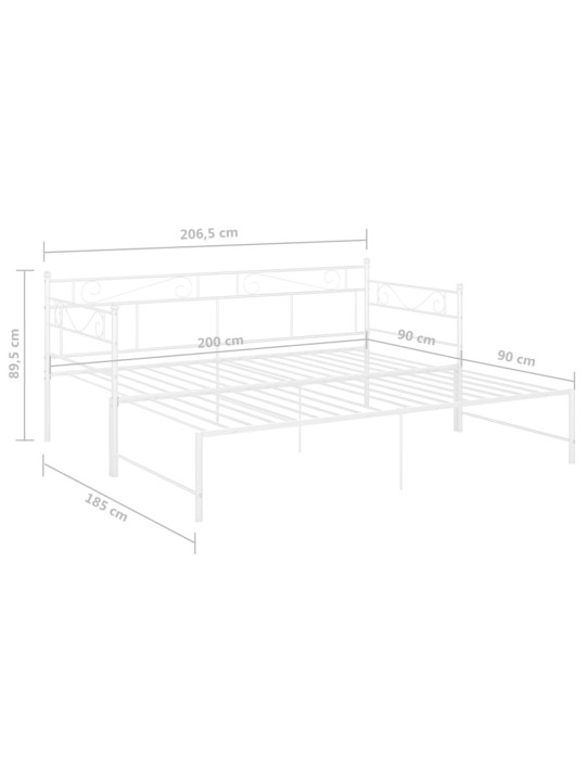 Lahtikäiv diivanvoodiraam valge metall 90 x 200 cm