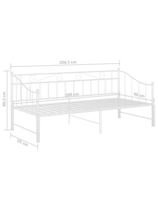 Lahtikäiv diivanvoodiraam valge metall 90 x 200 cm