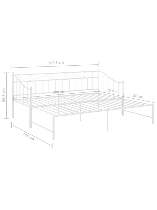 Lahtikäiv diivanvoodiraam valge metall 90 x 200 cm