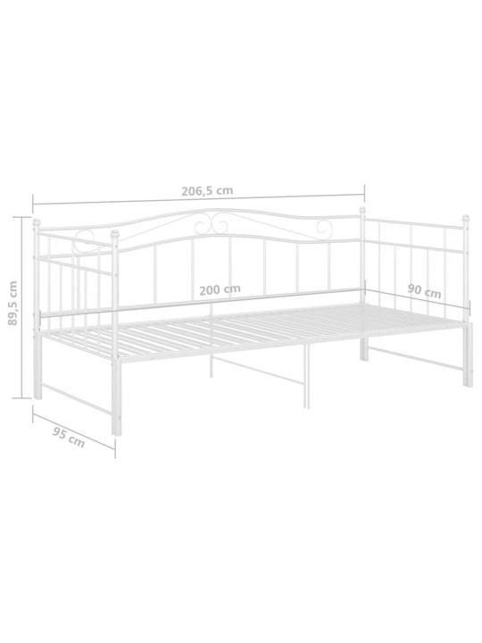 Lahtikäiv diivanvoodiraam valge metall 90 x 200 cm