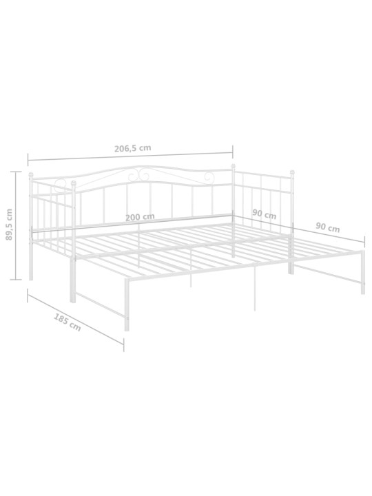 Lahtikäiv diivanvoodiraam valge metall 90 x 200 cm