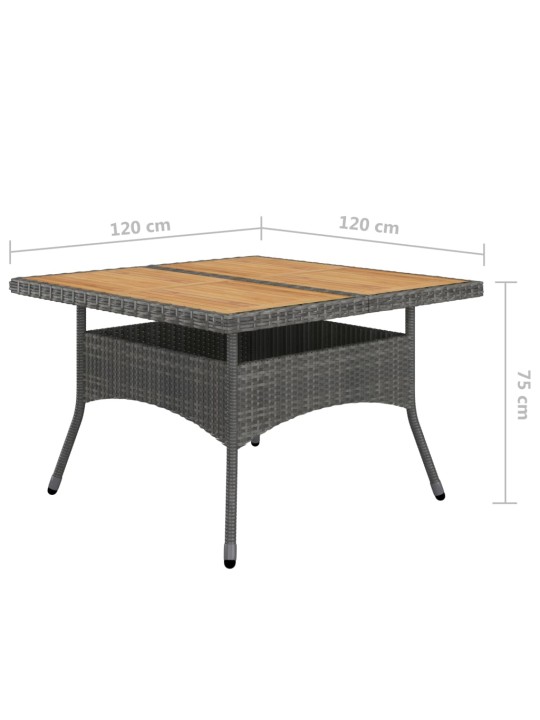 9-osaline aiamööblikomplekt, polürotang ja akaatsiapuit, hall