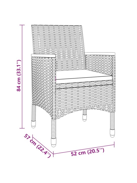 3-osaline aiamööbli komplekt, polürotang, hall