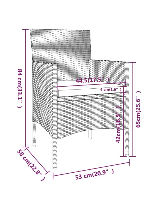 5-osaline aiamööbli komplekt, polürotang, hall