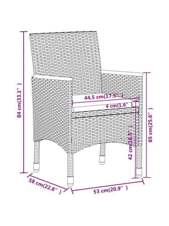 5-osaline aiamööbli komplekt, polürotang, hall