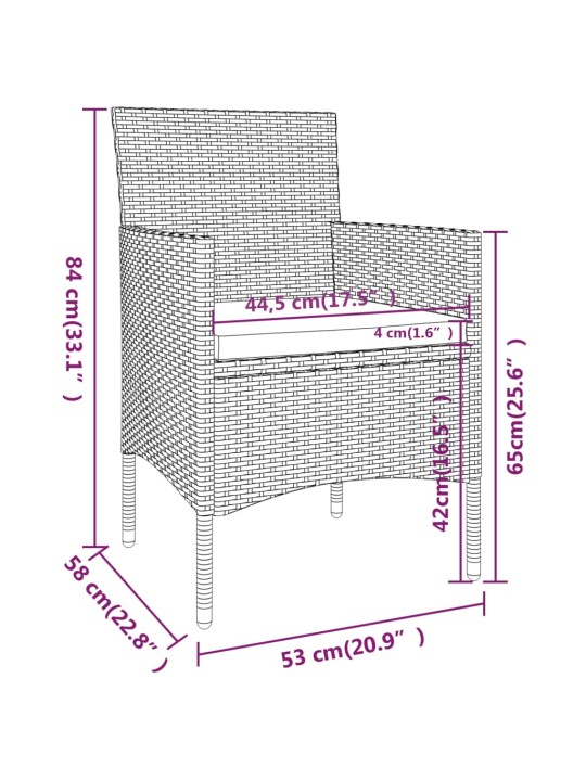 5-osaline aiamööblikomplekt, polürotang, hall