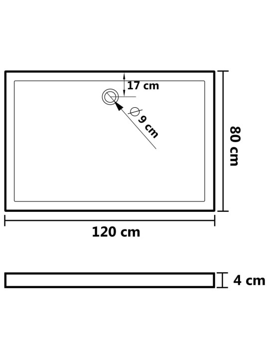 Dušialus täppidega, valge, 80 x 120 x 4 cm abs