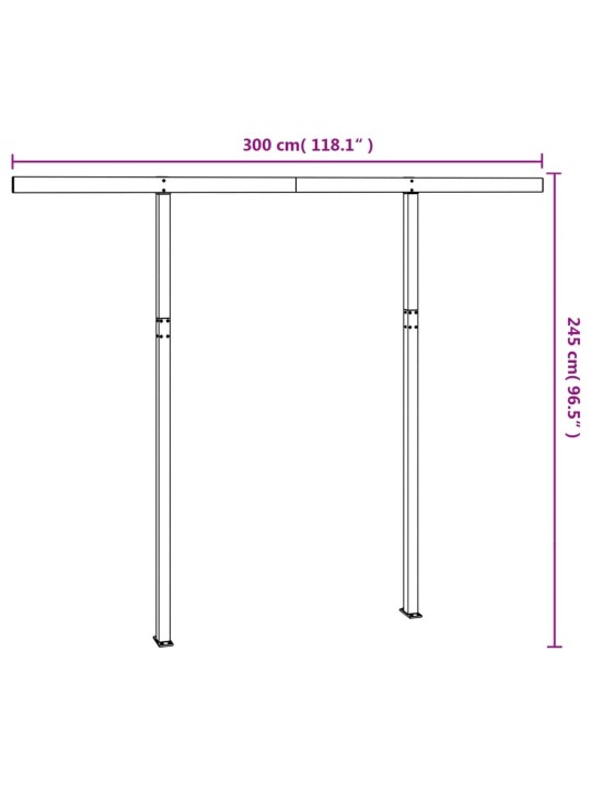 Varikatuse postide komplekt, antratsiithall, 300 x 245 cm, raud