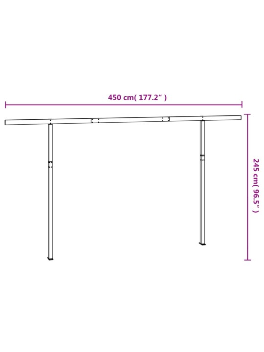 Varikatuse postide komplekt, antratsiithall, 450 x 245 cm, raud