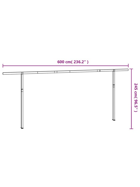 Varikatuse postide komplekt, antratsiithall, 600 x 245 cm, raud