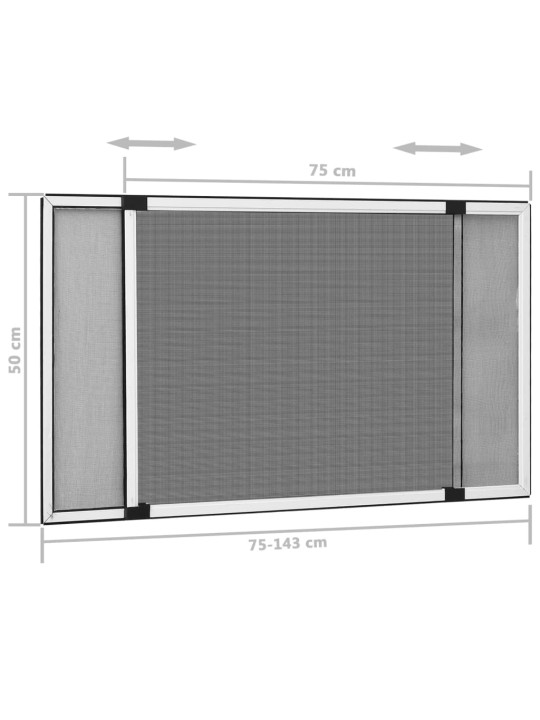 Laiendatav putukavõrk aknale, valge (75–143) x 50 cm