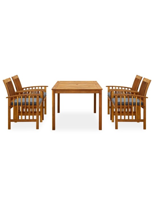 3058088 5 piece garden dining set with cushions solid acacia wood (45962+2x312130)