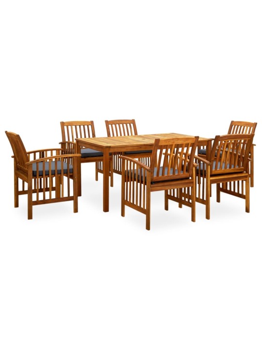 3058089 7 piece garden dining set with cushions solid acacia wood (45962+2x312131)