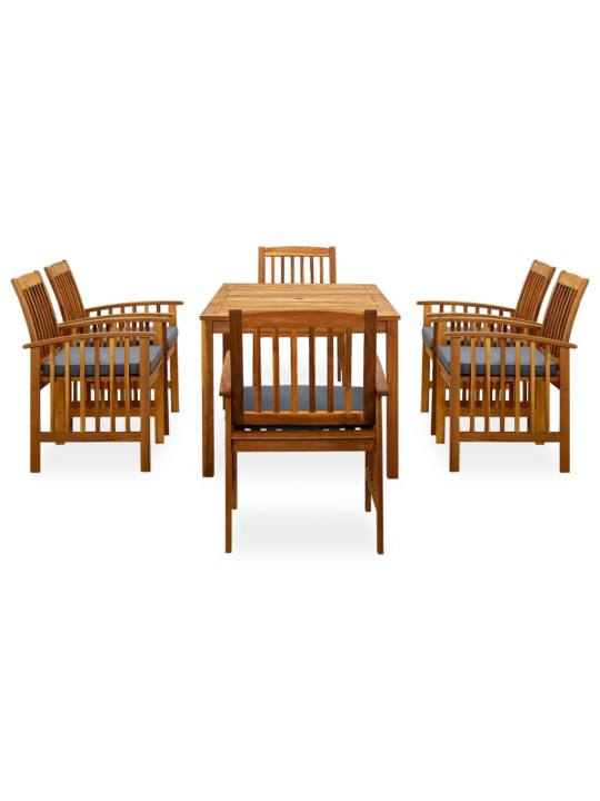 3058089 7 piece garden dining set with cushions solid acacia wood (45962+2x312131)