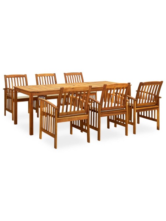 3058090 7 piece garden dining set with cushions solid acacia wood (45963+2x312129)