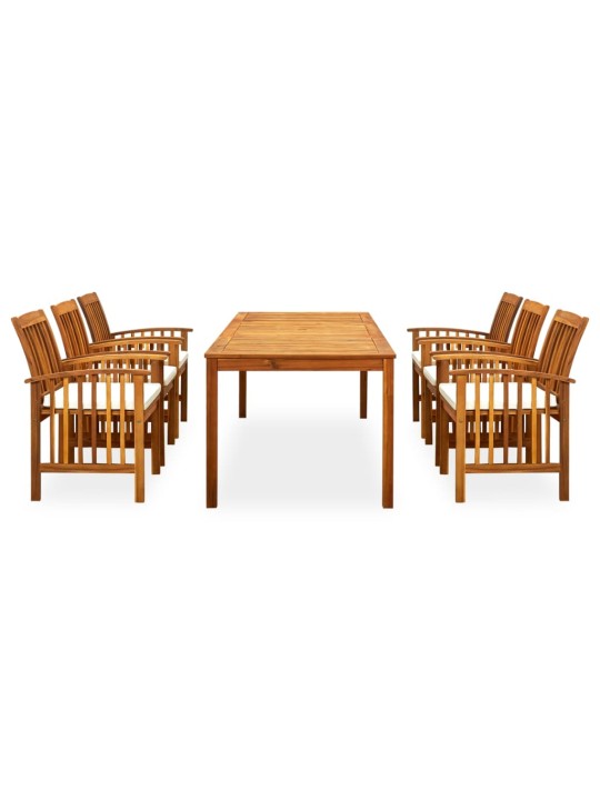 3058090 7 piece garden dining set with cushions solid acacia wood (45963+2x312129)