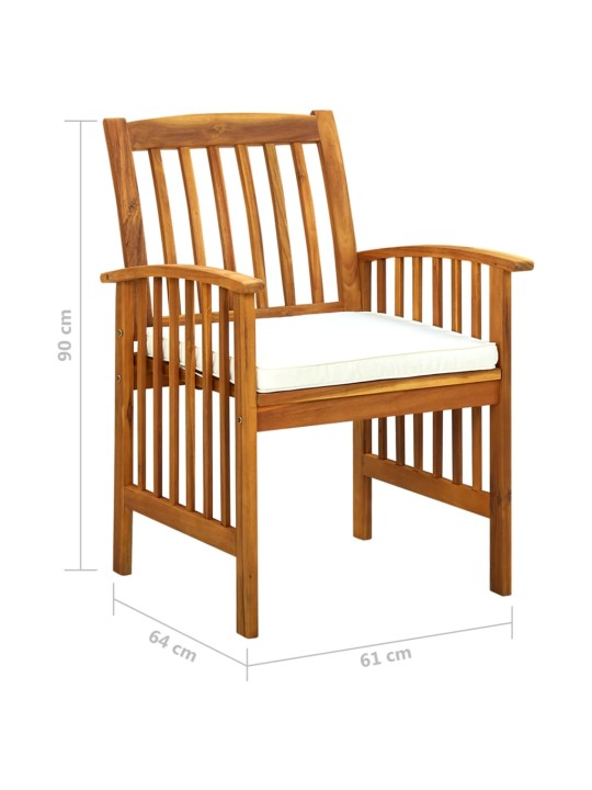 3058090 7 piece garden dining set with cushions solid acacia wood (45963+2x312129)