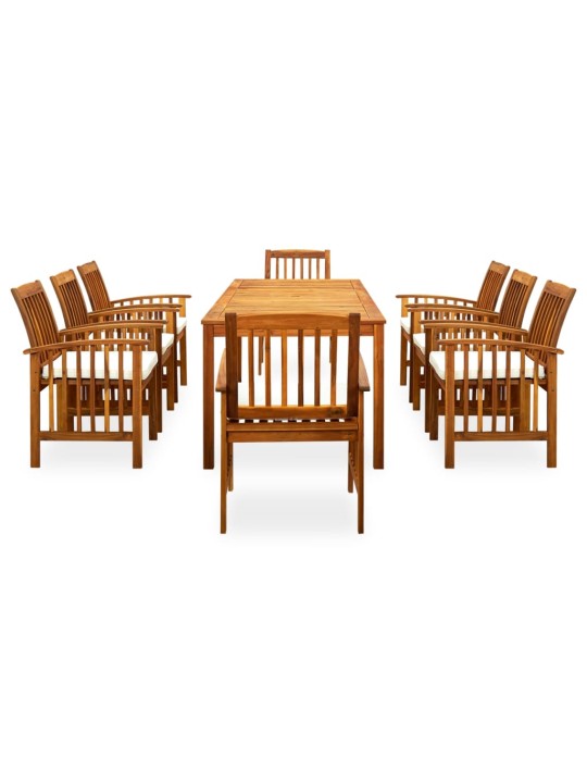 3058091 9 piece garden dining set with cushions solid acacia wood (45963+312128+2x312129)