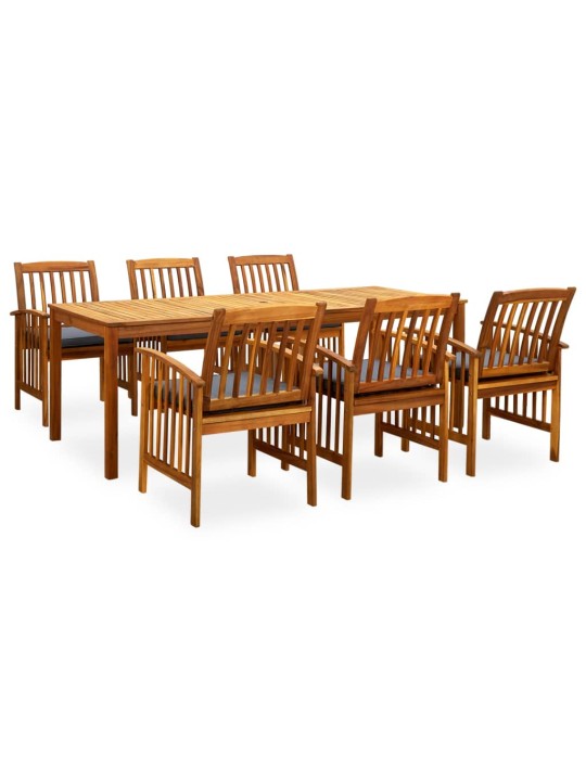 3058092 7 piece garden dining set with cushions solid acacia wood (45963+2x312131)