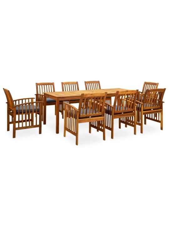 3058093 9 piece garden dining set with cushions solid acacia wood (45963+312130+2x312131)