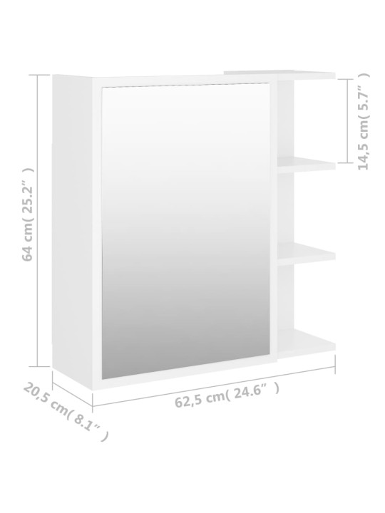 Vannitoa peeglikapp valge 62,5x20,5x64 cm puitlaastplaat