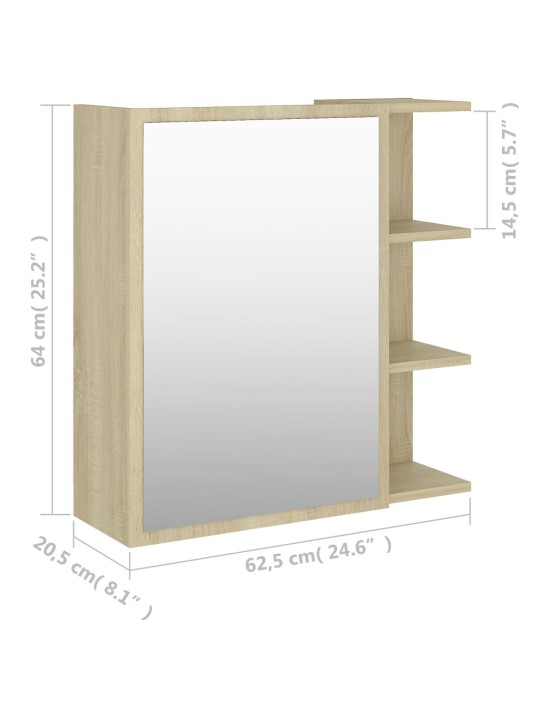 Vannitoa peeglikapp sonoma tamm 62,5x20,5x64 cm puitlaastplaat