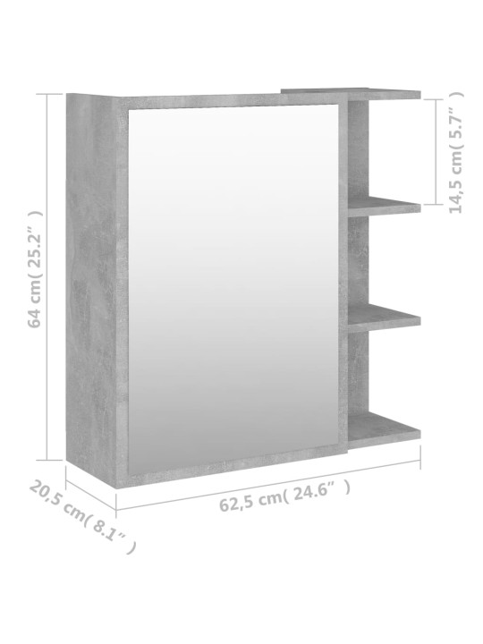 Vannitoa peeglikapp betoonhall 62,5x20,5x64 cm puitlaastplaat