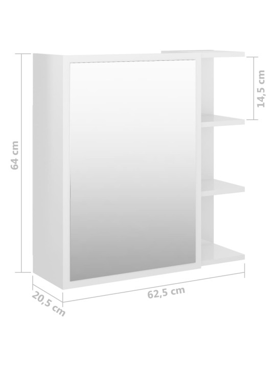 Peeglikapp kõrgläikega valge 62,5x20,5x64 cm puitlaastplaat