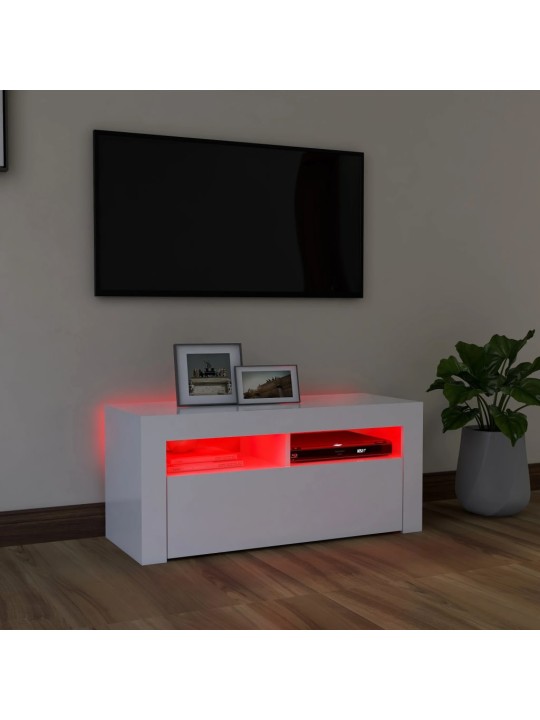 Telerialus LED-tuledega, valge, 90 x 35 x 40 cm