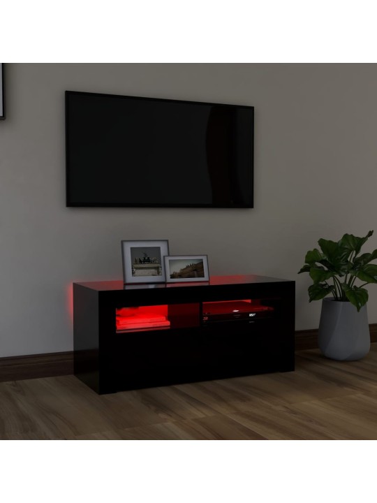 Telerialus LED-tuledega, must, 90 x 35 x 40 cm