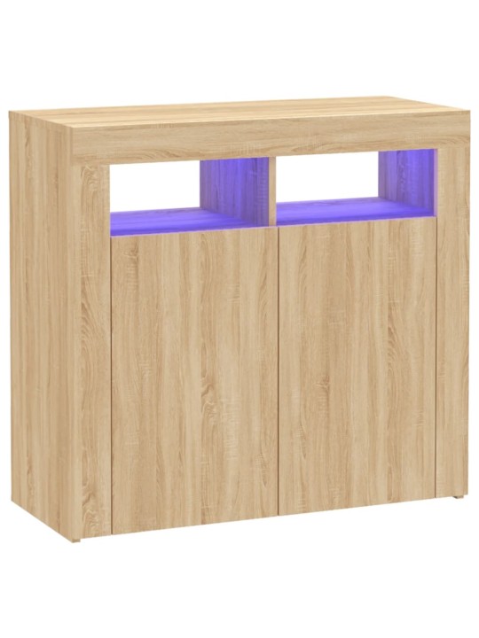 Puhvetkapp LED-tuledega, sonoma tamm, 80 x 35 x 75 cm.