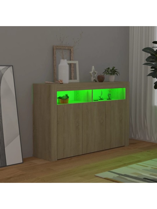 Puhvetkapp LED tuledega, sonoma tamm, 115,5 x 30 x 75 cm