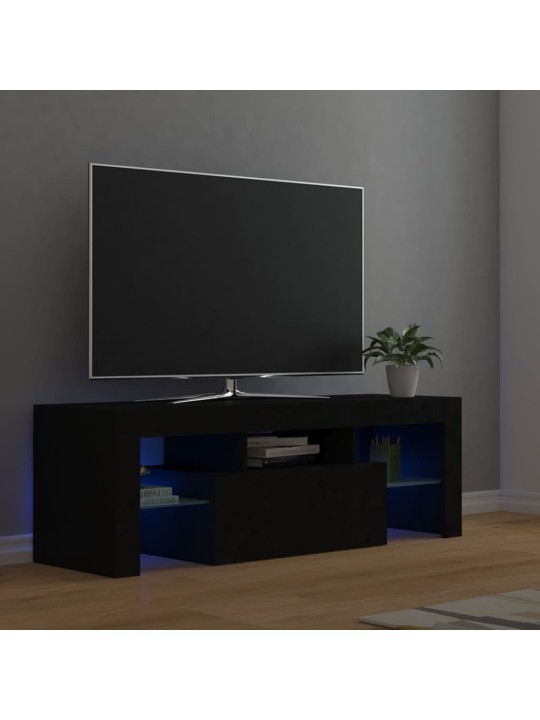 Telerialus LED-tuledega, must, 120 x 35 x 40 cm