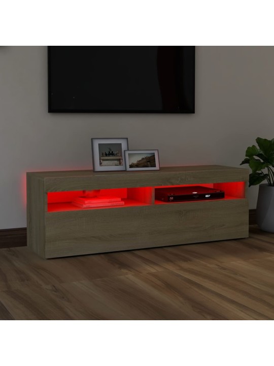 Telerialus LED-tuledega, sonoma tamm, 120 x 35 x 40 cm