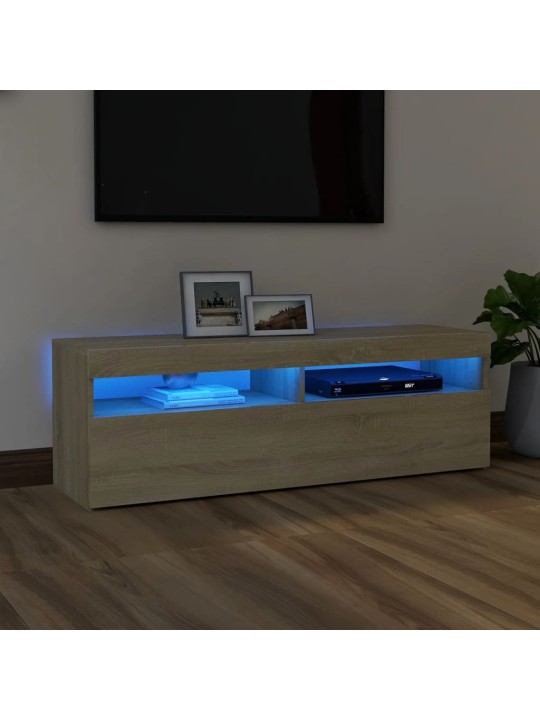 Telerialus LED-tuledega, sonoma tamm, 120 x 35 x 40 cm