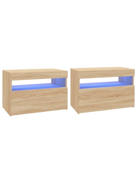 Telerialus LED-tuledega, 2 tk, sonoma tamm, 60 x 35 x 40 cm