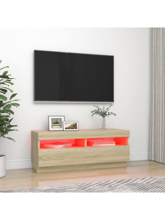 Telerialus LED-tuledega, sonoma tamm, 100 x 35 x 40 cm