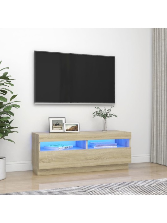 Telerialus LED-tuledega, sonoma tamm, 100 x 35 x 40 cm