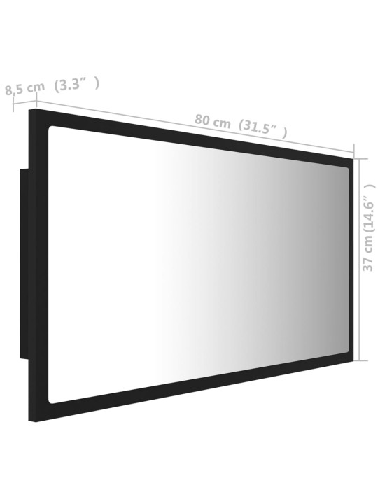 LED vannitoa peeglikapp, must, 80x8,5x37 cm, akrüül