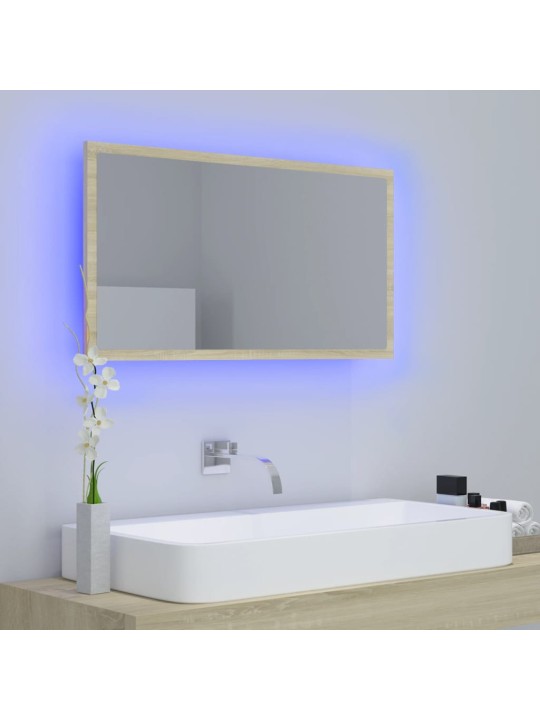 LED vannitoa peeglikapp, sonoma tamm, 80x8,5x37 cm, akrüül