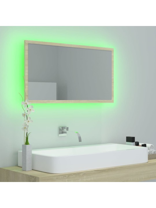 LED vannitoa peeglikapp, sonoma tamm, 80x8,5x37 cm, akrüül