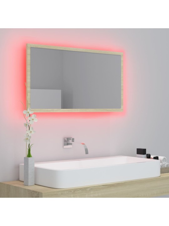 LED vannitoa peeglikapp, sonoma tamm, 80x8,5x37 cm, akrüül