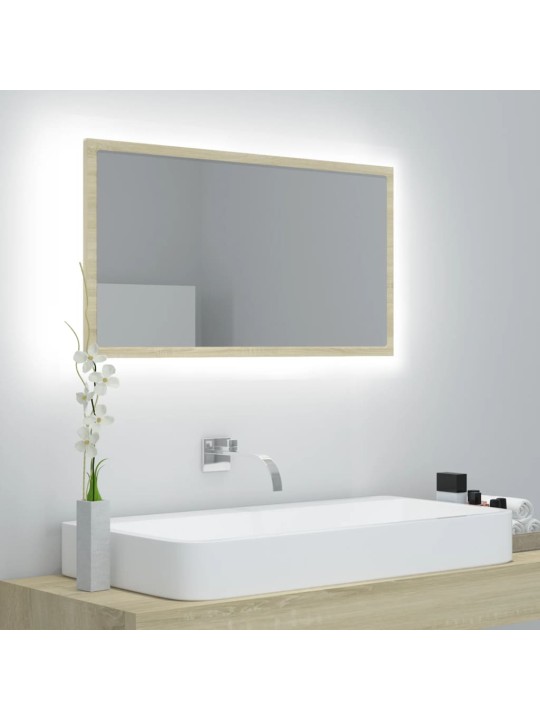 LED vannitoa peeglikapp, sonoma tamm, 80x8,5x37 cm, akrüül