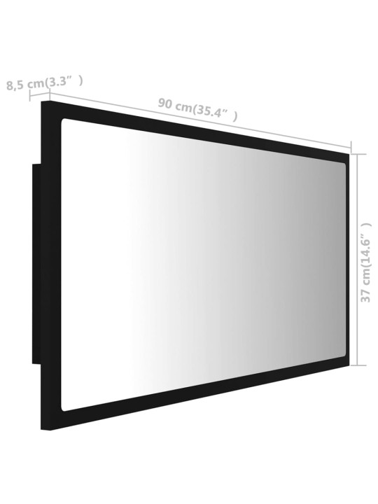 LED vannitoa peeglikapp, must, 90x8,5x37 cm, akrüül